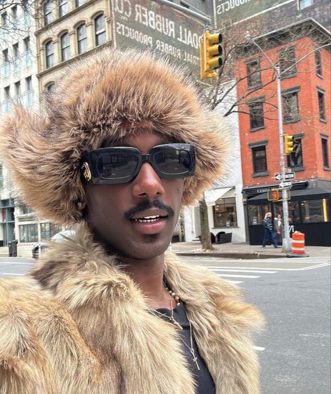 Trenton Core, Trapper Hat Outfit, Fur Hat Outfit, Hat Men Outfit, Fur Hat Men, Hat Outfit Men, Bucket Hat Outfit, Masc Fashion, Fur Hats