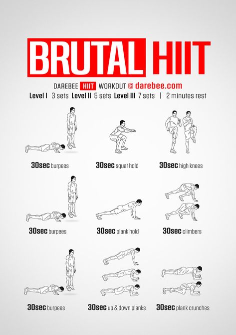 Brutal HIIT workout Hiit And Weights Workout Schedule, Brutal Hiit Workout, Hit Circuit Workout, Hiit Workouts For Endomorphs, Circuit Training Workouts At Home, Body Weight Circuit Workout, Hit Exercises Cardio, Hiit Back Workout, Body Weight Workouts Hitt