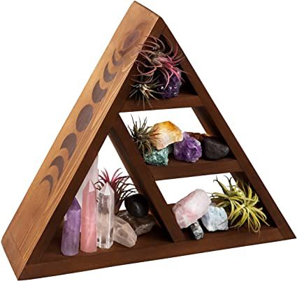 Amazon.com: Meditation Triangle Shelf for Crystals | LUNA ZODIAC Triangle Wall Shelf with Moon Phase. Crystal Shelf Display , Crystal Holder , Crystal Display Shelf (with Moon) : Home & Kitchen Triangle Wall Shelf, Crystal Shelf Display, Shelf For Crystals, Hexagon Wall Shelf, Crystal Display Shelf, Indie Bedroom, Crystal Shelf, Witchy Room, Rustic Wood Floating Shelves