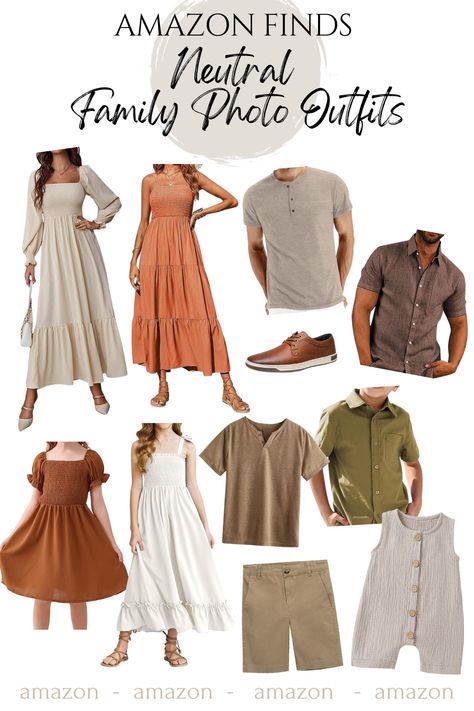 Family Photo Outfits from Amazon Neutral Family Picture Park Ideas, Fall Outfit Photoshoot Color Schemes, Family Fall Outfits Color Schemes, Family Photos Chambray, Bohemian Family Photoshoot Outfit, Neutral Tones For Family Pictures, Family Photos Clothing Ideas, Fall 2023 Photoshoot, Family Pictures Peach Color Schemes