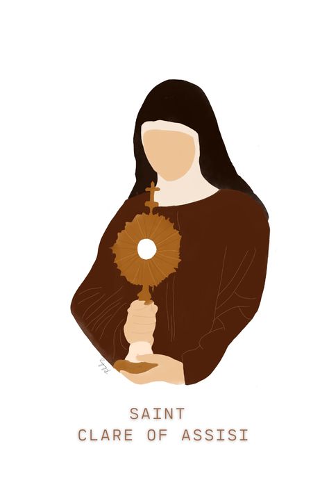 St Clare Of Assisi Art, Catholic Saints Images, Saint Clare Of Assisi, St Clare Of Assisi, Saint Clare, Saint Art, Catholic Wallpaper, Church Aesthetic, Saint Quotes Catholic