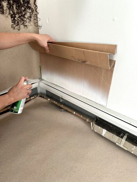 Painting Baseboard Heater Covers, How To Paint Metal Baseboard Heaters, Rusty Baseboard Heater, How To Paint Electric Baseboard Heaters, Floorboard Heater Cover, Baseboard Heating Ideas, Base Board Heating Covers, How To Paint Baseboard Heaters, Painted Baseboard Heaters