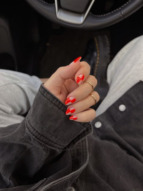 Red And Black Checkered Nails, Red Checker Nails, Red And Pink Checkered Nails, Ferrari Red Nails Design, Red Checkered Nails, Rock N Roll Nails, Checkered Nails, Red Nail Designs, Red Checkered