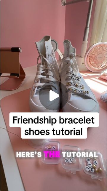 @fishbiscuitdesigns on Instagram: "Friendship bracelet shoes tutorial.  🫶 #erastour #friendshipbracelets #edinburgh #liverpool #london #cardiff #dublin #swifties #ttpd #ttpdoutfit #erastouroutfit #butdaddyilovehim #downbad #tutorial #howto #diy #swiftok #yoyok #taylorswift Taylor Swift Taylor Nation" Friendship Pins On Shoes, Taylor Swift Converse Diy, Eras Tour Shoes Ideas, Eras Tour Sneakers, Taylor Swift Sneakers Diy, Taylor Swift Dublin, Taylor Swift Shoes Diy, Yoyok Taylorswift, Eras Tour Shoes