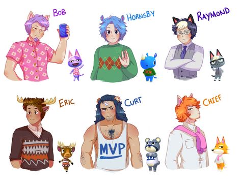 — another batch of animal crossing gijinkas, i’ve... Acnh Characters As Humans, Animal Crossing Human, Animal Crossing Town Tune, Acnh Art, Inspirational Drawings, Human Animal, Cozy Gaming, Funko Pop Dolls, Animal Crossing Funny