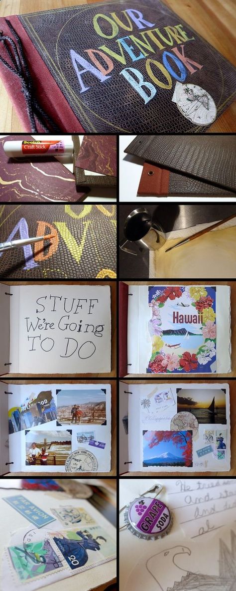 real life adventure book from Up!! This is just to adorable :) this would make a great anniversary present: Up Adventure Book, Our Adventure Book, Long Distance Boyfriend, Life Adventure, Scrapbook Gift, Gifts For Boyfriend, Cadeau Diy, Diy Gifts For Boyfriend, 15 Gifts