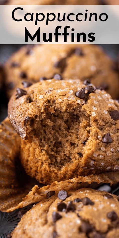 These cappuccino chip muffins will become your next obsession! With only six steps and 10 minutes of prep, I’m going to teach you my foolproof method for making perfectly moist cappuccino chocolate muffins with bakery-style tops that are seriously impressive. Coffee Shop Food Ideas, Cappuccino Muffins, How To Make Cappuccino, Freeze Muffins, Most Popular Dessert Recipes, Coffee Shop Food, Coffee Muffins, Popular Desserts Recipes, Chocolate Cappuccino