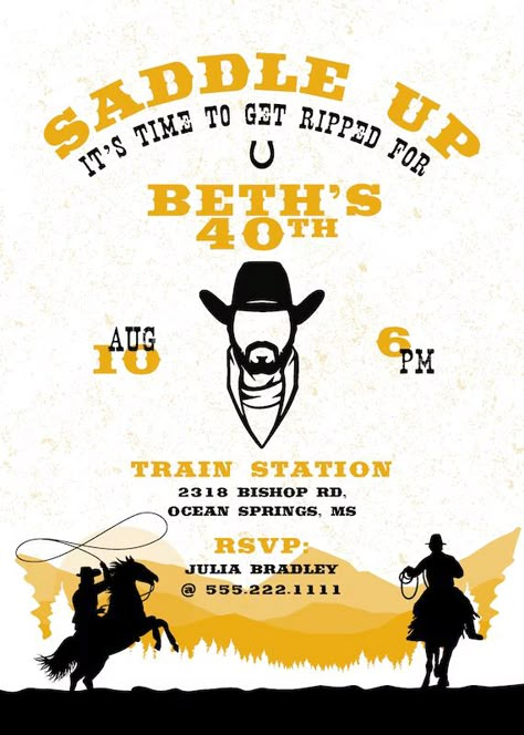 Cowboy Birthday Party Invitations, Cowboy Party Invitations, Cowboy Theme Party, Wild West Party, Western Birthday Party, Farm Themed Birthday Party, 20th Birthday Party, Country Party, Cowboy Birthday Party