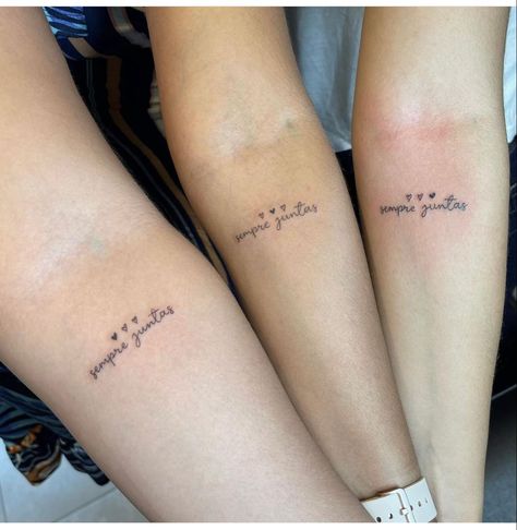 Sister Tats For 3, Meaningful Trio Tattoo Ideas, 3 People Matching Tattoos, Small Tattoos For Sisters, Group Of 3 Tattoos, Sister Tattoos For 3, Ink Tattoo Design, Red Tattoo Ideas, Maching Tattoos