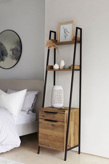 Dark Bedside Tables, Ladder Shelves, Shelf Bedside Table, Bedside Shelf, Oak Bedside Tables, Furniture Collections, Bedside Tables, Dream Decor, Home Decor Bedroom