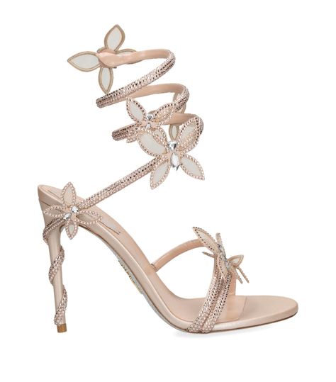 Embellished Margot Sandals 105 Embellished High Heels, Md Shoes, Rene Caovilla Shoes, Pretty Heels, Flower Heels, Fancy Heels, Heels Aesthetic, Flower Motifs, Prom Heels