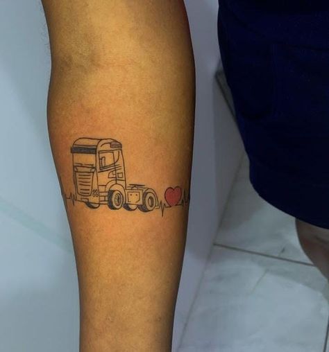 Truck Tattoo Ideas, Trucker Tattoo, Memorial Tattoo Designs, Truck Tattoo, Women Trucker, Memorial Tattoo, Minimalist Tattoo, Small Tattoos, Tattoos For Women