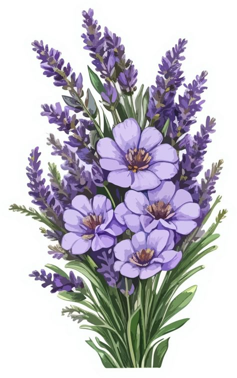 Purple Flower Illustration, Lavender Flowers Drawing, Lavender Flower Drawing, Purple Flowers Drawing, Purple Flower Drawing, Flower Bouquet Lavender, Bouquet Of Flowers Painting, Purple Flowers Painting, Lavender Flower Bouquet