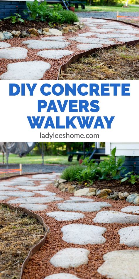 Diy Concrete Walkway, Walkway Pavers Ideas, Spring Homestead, Diy Concrete Pavers, Walkway Concrete, Winter Homesteading, Pavers Ideas, Homesteading Projects, Walkway Pavers