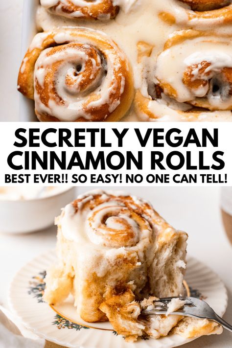 These vegan cinnamon rolls are honestly the best cinnamon rolls you will ever make- even non-vegans love them! Entirely dairy free and egg free, no one will suspect that these classic soft and sweet homemade cinnamon rolls are vegan. Our favorite Christmas morning breakfast or holiday treat, especially with an overnight option!! #vegan #cinnamonrolls #easy Best Vegan Cinnamon Rolls, Unique Deserts, Vegan Breakfast Recipes Healthy, Apartment Cooking, Raw Vegan Breakfast, Quick Vegan Breakfast, Vegan Breakfast Recipes Easy, Healthy Cinnamon Rolls, Patisserie Vegan