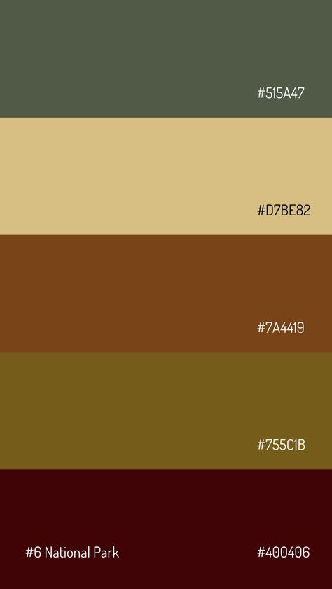 A warm color scheme with browns, tans, and greens 1800s Color Palette, National Parks Color Palette, Outdoors Color Palette, National Park Color Palette, California Design Interior, Uncle Vanya, Create A Book Cover, Graphic Design Website, Noah Kahan