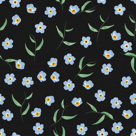 Forget me not flower and leaf seamless pattern Forget Me Not Print, Forget Me Not Background, Forget Me Not Pattern, Forget Me Not Illustration, Forget Me Not Wallpaper, Lobelia Flowers, Smartwatch Wallpaper, Small Flower Pattern, Not Wallpaper