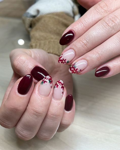 Medium Length Nails, Length Nails, Deep Red Nails, Korean Nail Art, Maroon Nails, Korean Nails, Cat Eye Nails, Birthday Template, Neutral Nails