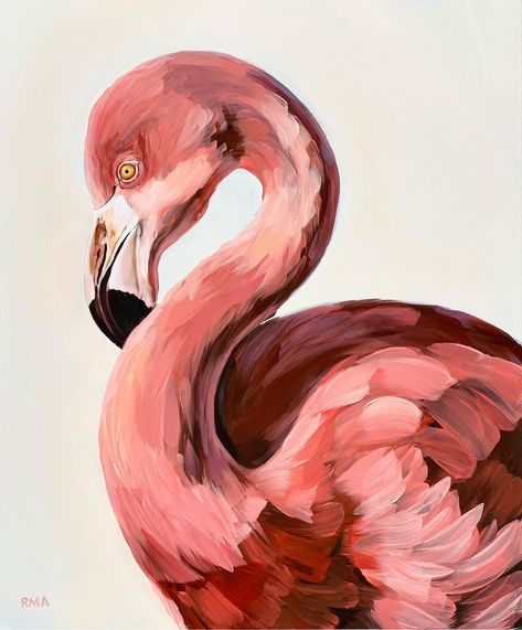 Expressive Portraits, Flamingo Artwork, Bird Oil Painting, Bird Paintings On Canvas, Flamingo Painting, Bird Paintings, Pichwai Paintings, Flamingo Art, Art Painting Gallery