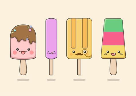 Popsicle Character, Popsicle Cartoon, Cartoon Popsicle, Kawaii Ice Cream, Cute Raccoon, Boys Playing, Kawaii Design, Kawaii Doodles, Graphic Editing