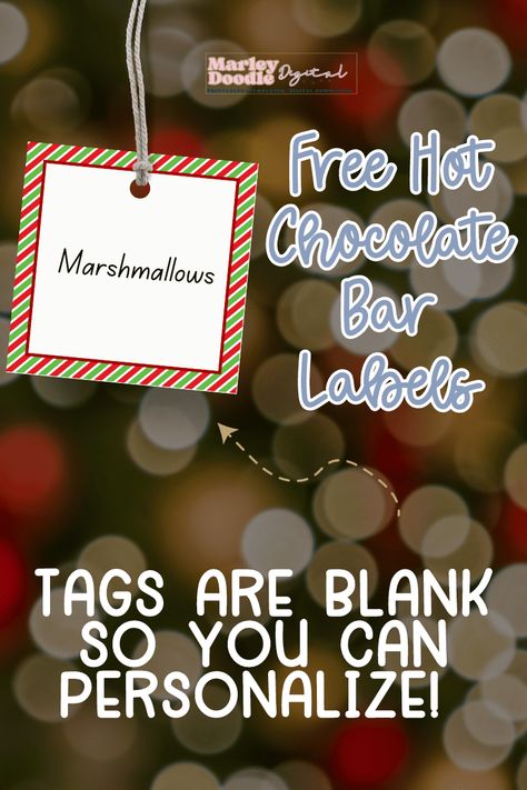 Hot Chocolate Bar Printables, Labels, & Checklist Hot Chocolate Bar Labels, Hot Chocolate Bar Printable, Creamy Hot Chocolate Recipe, Hot Chocolate Bar Party, Bar Printables, Christmas Hot Chocolate Bar, Chocolate Bar Labels, Marshmallow Bars, Toffee Chips