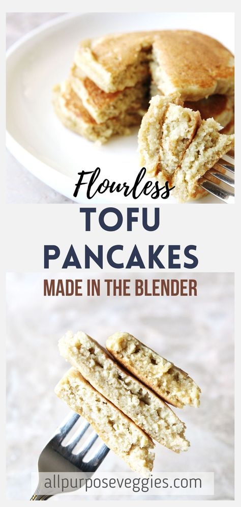 Vegan Tofu Pancakes, Silken Tofu Pancakes, Tofu Breakfast Recipes, Tofu Pancakes, Breakie Ideas, Tofu Ideas, Breakfast Tofu, Extra Fluffy Pancakes, Flourless Pancakes