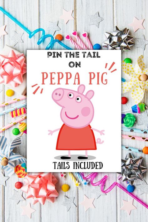 Kid Birthday Party Games, Peppa Pig Poster, Peppa Pig Party Games, Peppa Pig Games, Peppa Birthday, Peppa Party, Pin The Tail, Birthday Party Games For Kids, Peppa Pig Party