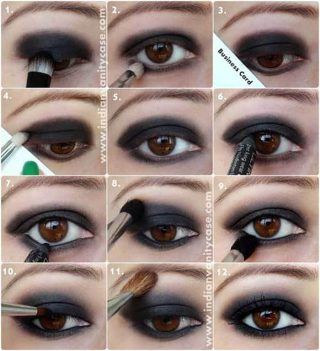 Indian Vanity, Eyeshadow Tutorial Natural, Smokey Eyes Tutorial, Maquillage Goth, Black Smokey Eye Makeup, Eyes Tutorial, Black Smokey Eye, Black Smokey, Smokey Eye Tutorial