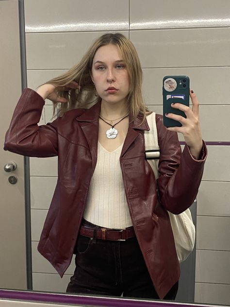 Danier Leather Jacket Outfit, Orange Leather Jacket Outfit, Red Leather Jacket Outfit Aesthetic, Leather Jacket Outfit Aesthetic, Jacket Outfit Aesthetic, Red Leather Jacket Outfit, Orange Leather Jacket, Leather Jacket Outfit, Leather Jacket Outfits