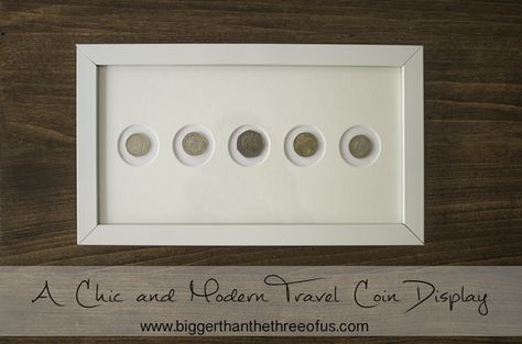 Coin Frame, Simple Projects, Home On A Budget, Foreign Coins, Coin Display, Travel Keepsakes, Summer Projects, Art How, Frame Crafts