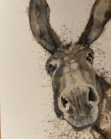 Donkey Painting, Donkey Sketch, Donkey Art, Donkey Drawing Sketches, Donkey Illustration, Watercolor Donkey, Donkey Painting Easy, Donkey Outline, Donkey Art Ideas