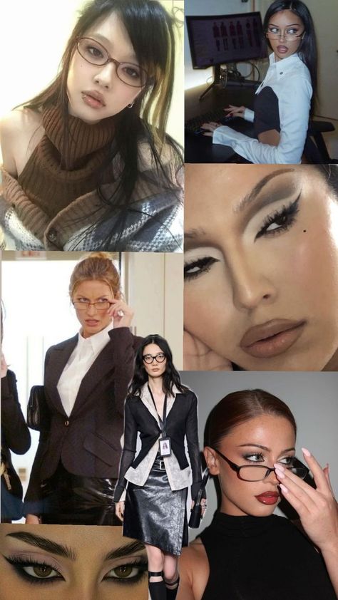 office siren girls Sirens Fashion, Siren Costume, Glasses Inspiration, Promo Flyer, Office Makeup, 90s Looks, Corporate Outfits, Dark Feminine Aesthetic, Feminine Aesthetic