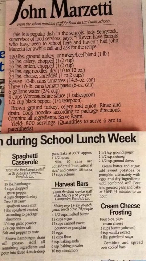 School Johnny Marzetti, School Lunch Cafeteria Recipes, John Marzetti Recipe, School Cafeteria Recipes Vintage Chili, Cafeteria Spaghetti School Lunch, John Marzetti Casserole, School Cafeteria Spaghetti, Old School Spaghetti Recipe, School Lunchroom Recipes