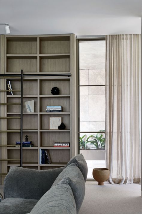 Robson Rak, Casual Family Rooms, Floor To Ceiling Bookshelves, Library Ladder, Room Extensions, Shelving Solutions, Custom Shelving, The Local Project, Vogue Living