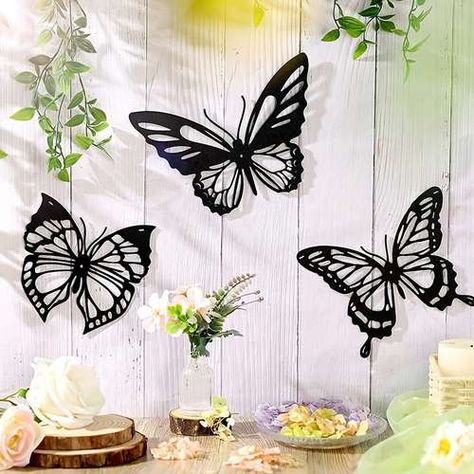 Butterfly Wall Hanging, 3 Butterflies, Metal Butterfly Wall Art, Art Papillon, Metal Butterfly, Butterfly Wall Decor, Butterfly Wall Art, Rustic Farmhouse Style, Garden Wall Art