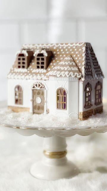 Clever Gingerbread House Ideas, Gingerbread Dollhouse Makeover, Dollar Tree Gingerbread Crafts Diy, Dollar Tree Christmas Village Makeover, Dollar Store Gingerbread House, Dollar Tree Gingerbread House Diy, Dollar Tree Dollhouse Makeover, Dollar Tree Gingerbread House, Gingerbread House Dollar Tree Diy