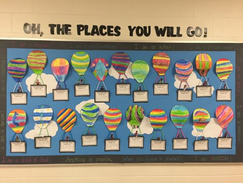 Oh the Places You Will Go! All Around The World Theme Preschool Bulletin Boards, Oh The Places You Will Go Classroom Theme, Oh The Places We Will Go, Oh The Places You Will Go Craft, Oh The Places You Will Go Graduation, Oh The Places You Will Go, Prek Graduation, College Bulletin Boards, College Information