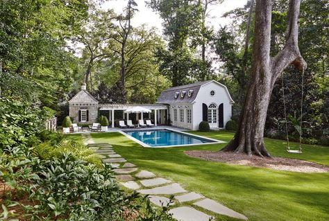 D. Stanley Dixon Architect...carriage house, walk way...pool Pool House Design, Pool House Designs, House Elements, Contemporary Barn, Dutch Colonial, Atlanta Homes, Up House, Garden Pool, Exterior House Colors