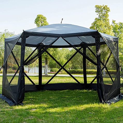 Amazon.com : EVER ADVANCED Pop Up Gazebo Screen House Tent for Camping 8-10 Person Instant Canopy Shelter with Netting Portable for Outdoor, Backyard : Patio, Lawn & Garden Patio Tents, Camping Gazebo, Tent For Camping, Screen Tent, Pop Up Gazebo, Shade Tent, House Tent, Patio Pergola, Gazebo Tent