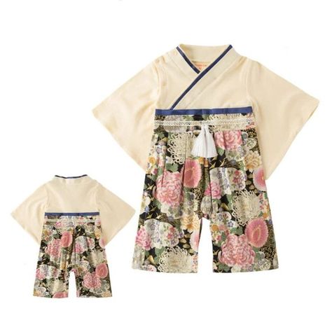 Japanese Baby Clothes, Japanese Baby, Long Pants Outfit, Baby Kimono, Japanese Home, Japan Kimono, Baby Costume, Floral Print Kimono, Toddler Romper