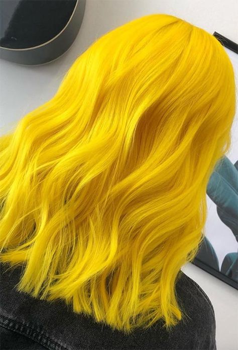 Yellow Hair Dye, Lemon Hair, Yellow Hair Color, Beautiful Hair Color, Hair Color Shades, Pretty Hair Color, Yellow Hair, Tone Hair, Permanent Hair Color