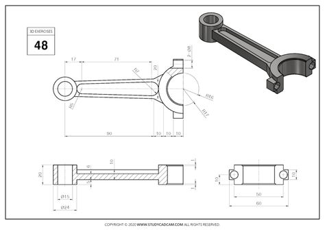 3D CAD EXERCISES 48 - STUDYCADCAM Fusion 360 Exercise, Gear Drawing, Autocad Isometric Drawing, Cad Cam Design, Paper Mechanics, Solidworks Tutorial, Solid Works, Autodesk Inventor, Mechanical Engineering Design