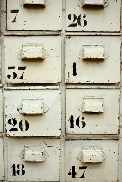 ✚ Mail Boxes, Chippy Paint, Beautiful Fonts, Industrial House, Rustic Industrial, Industrial Chic, Industrial Furniture, Vintage Industrial, Letters And Numbers