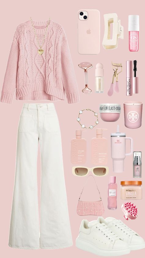 #pinkandwhitefit #pinkandwhite #pinkandwhiteoutfit #pinkandwhitepreppy #pinkandwhiteoutfitinspo #pinkandwhitefeelingitalright #pink #white #outfitinspo #outfit #outfitideas #outfitinspiration #outfitidea Light Pink Aesthetic Outfits, How Pinterest Sees Me Outfit, Soft Pink Outfits Aesthetic, Pink Outfit Ideas Casual, Capsule Wardrobe Pink, Light Spring Outfits, Pink And White Outfit, Light Spring Palette, Pink Outfits Aesthetic