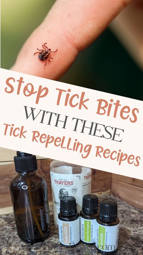 essential oil tick repellent Diy Tick Repellent, Tick Repellent Essential Oils, Essential Oil Spray Recipes, Bug Spray Recipe, Herbal Medicine Recipes, Herbal Remedies Recipes, Tick Repellent, Essential Oil Spray, Herbal Recipes