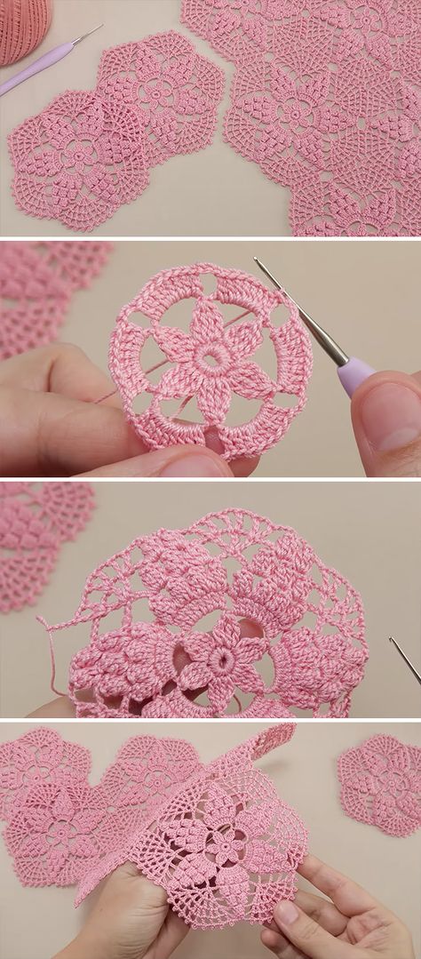 Crochet Floral Motif, Lace Motif Crochet, Crochet Lace Tutorial, How To Read Crochet Patterns, Crochet Fall Decor, Book Crochet, Art Au Crochet, Crochet Wrist Warmers, Crochet Costumes