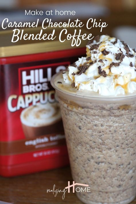 Is it a frappé? Is it a frappuccino? It's one delicious frozen caramel latte that you can make at home. Homemade Frappe, Blended Coffee Recipes, Cappuccino Recipe, Coffee Frappuccino, Frappuccino Inspired Recipes, Coffee Treats, Hot Chocolate Drinks, Blended Drinks, Starbucks Inspired Ice Coffee