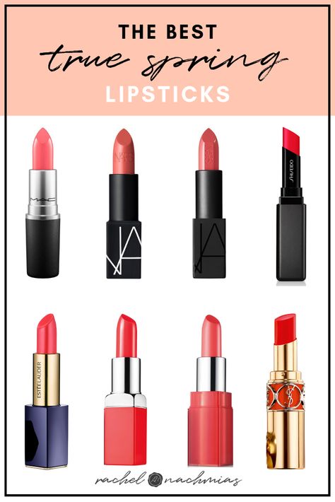 The Best True Spring Lipsticks — Philadelphia's #1 Image Consultant | Best Dressed Lipstick For Spring Type, Clear Spring Lipstick Colors, Makeup For True Spring, Clear Spring Lipstick, House Of Colour Spring Makeup, Bright Spring Lipstick Colors, Warm Spring Lipstick Colors, True Spring Color Palette Makeup, Warm Spring Lipstick