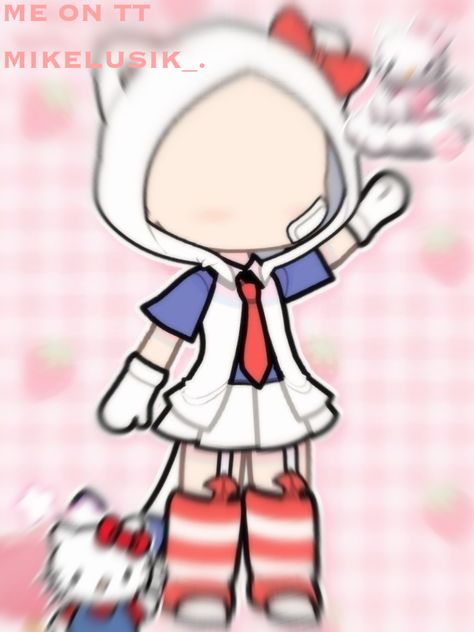 Gacha Life Hello Kitty Outfits, Gacha Life Sleep Outfits, 가족 일러스트, Gacha Base Poses Cute, Gacha Clothes, Drawing Cartoon Faces, Kitty Clothes, Adorable Homes Game, Hello Kitty Clothes