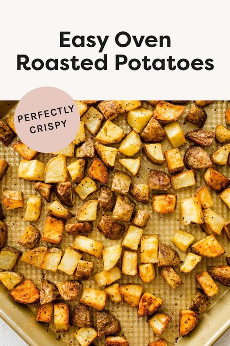 Make the best crispy oven roasted potatoes with just a few simple ingredients! They're the perfect side dish for any meal and can be customized with different seasonings. Easy Oven Roasted Potatoes, Crispy Oven Roasted Potatoes, Oven Roasted Potatoes Easy, Roasted Veggies Recipe, Easy Roasted Potatoes, Potatoes In Oven, Oven Roasted Potatoes, Potato Sides, Easy Oven